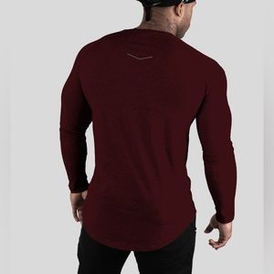 Alpha Clothing Burgundy Performance Long Sleeve Shirt in Size Mens Medium
